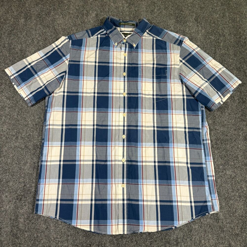Eddie Bauer Shirt Mens XL Blue Button Up Short Sleeve Classic Fit Legend Wash